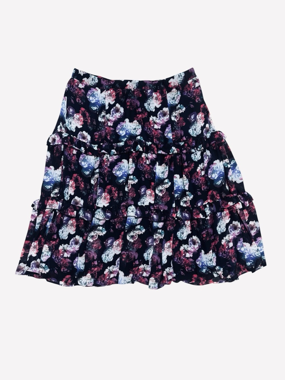 Torrid Floral Tiered Skirt Black Purple Pink Dark Romantic Ruffle Whimsigoth - Picture 3 of 10